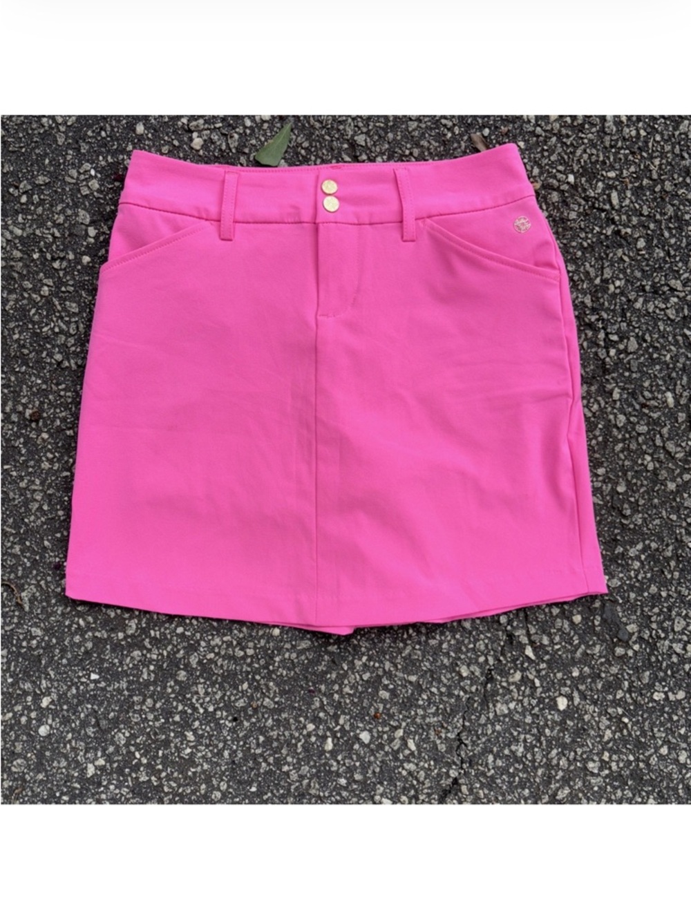 Lilly Pulitzer Hot Pink Mini Skort with Gold Buttons